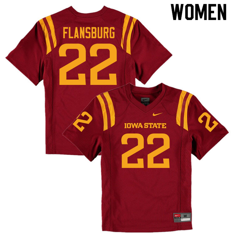 Women #22 Coal Flansburg Iowa State Cyclones College Football Jerseys Sale-Cardinal